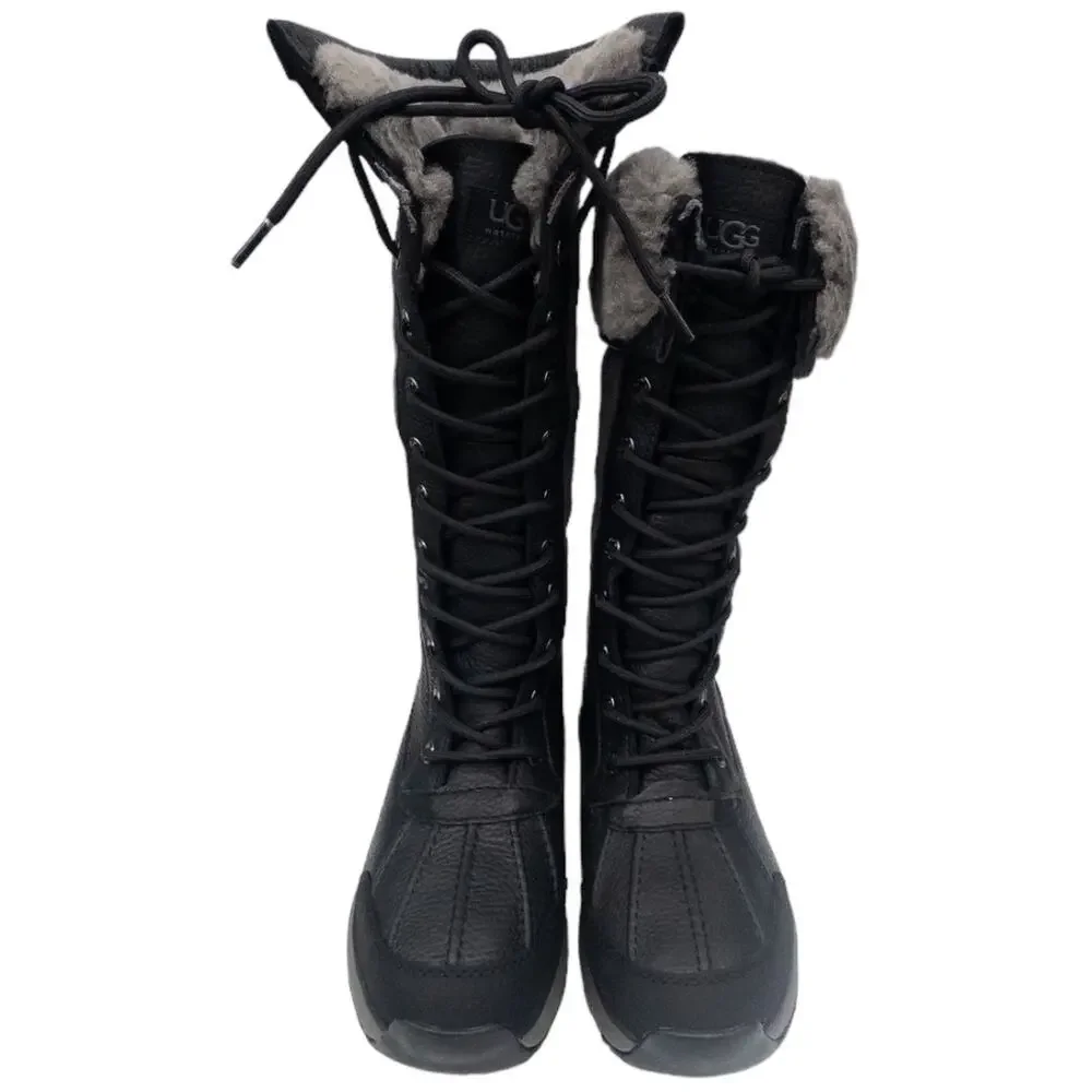 Authentic Ugg Adirondack III Tall Boot Black Gray Womens Waterproof Winter Snow